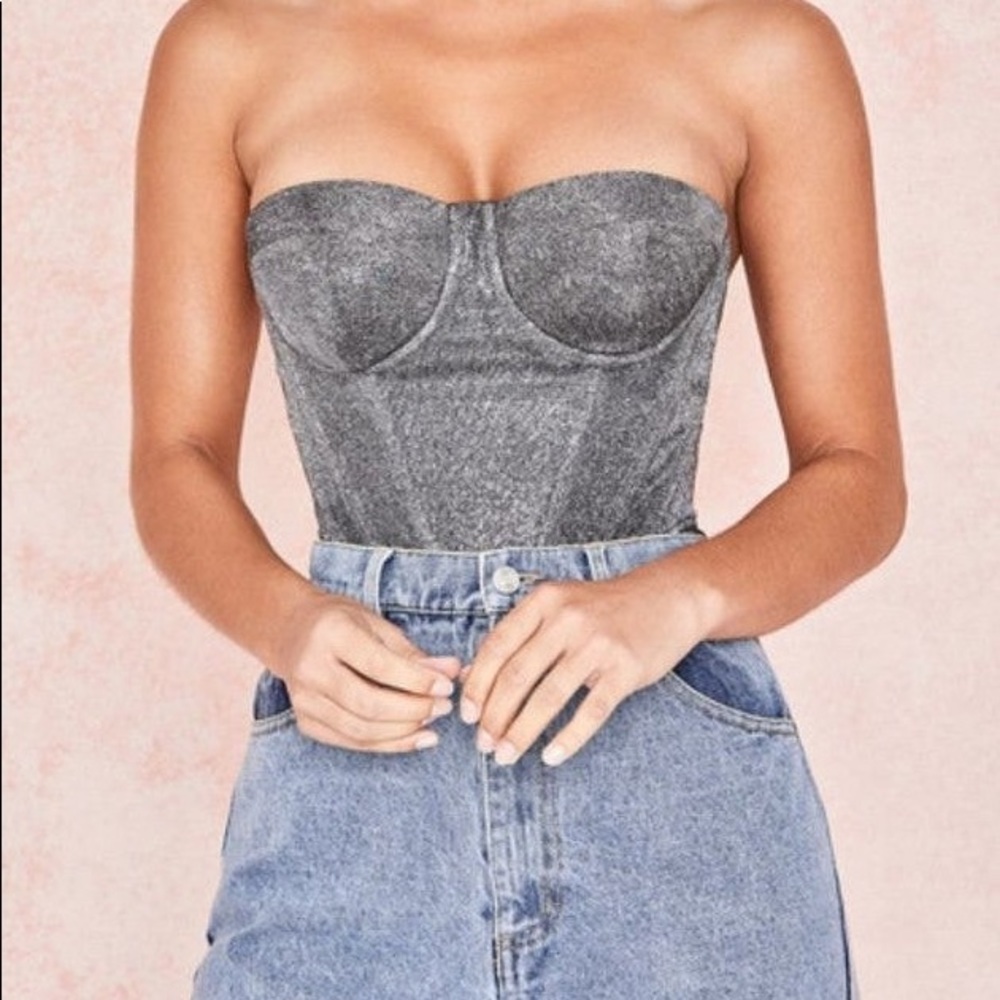 NWT House of CB Glitter Bustier